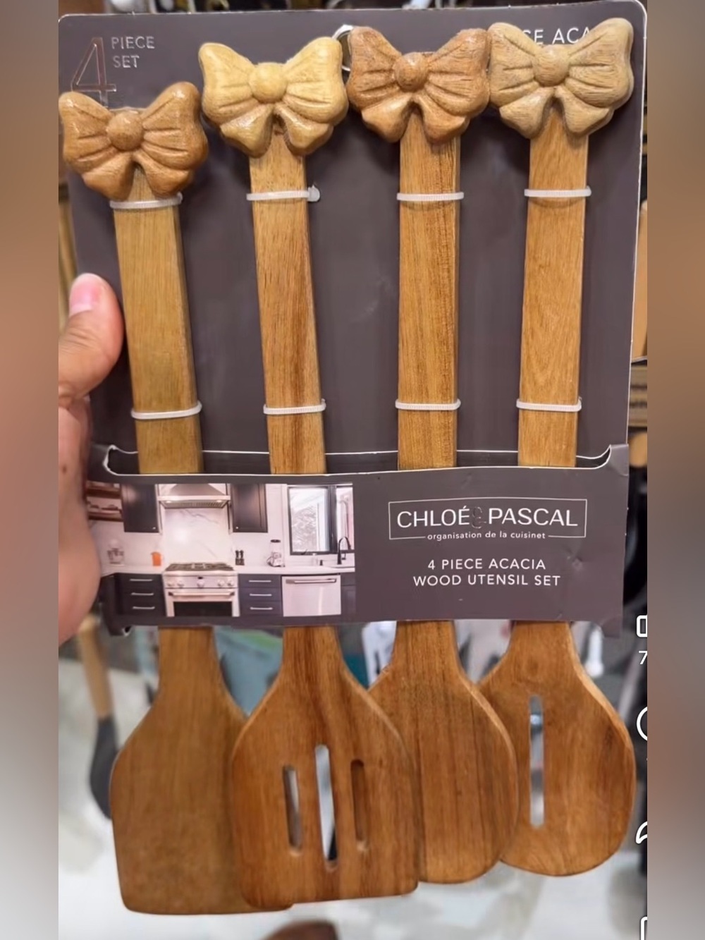 Acacia Wood Utensil Set - Natural Brown (4-Piece)